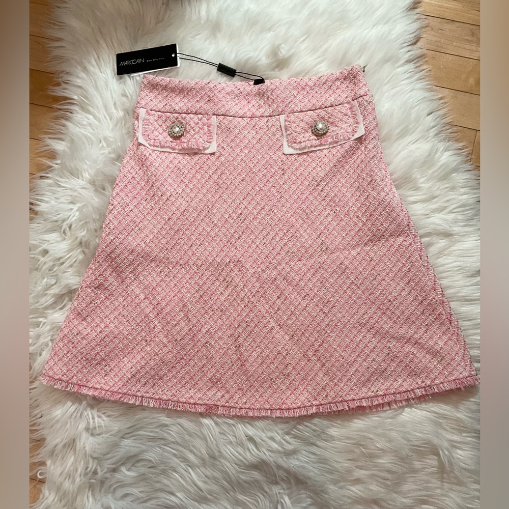 Elegant Pink Tweed Skirt - Picture 6 of 15